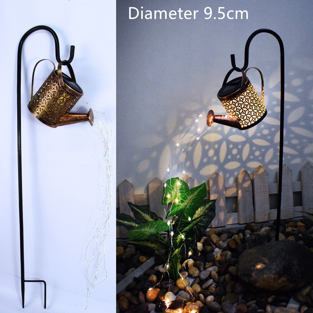 Garden Glow: Hollow-out Iron Watering Can Lamp with LED Lights