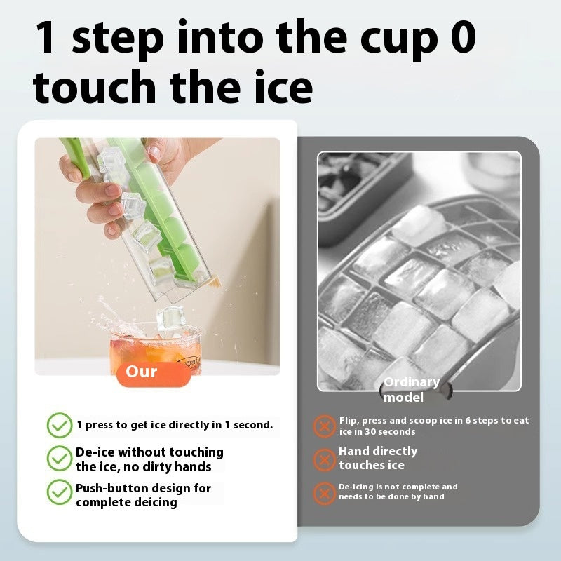 Cool Convenience: Household Ice Maker with Press Ice Tray and Storage