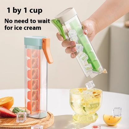 Cool Convenience: Household Ice Maker with Press Ice Tray and Storage