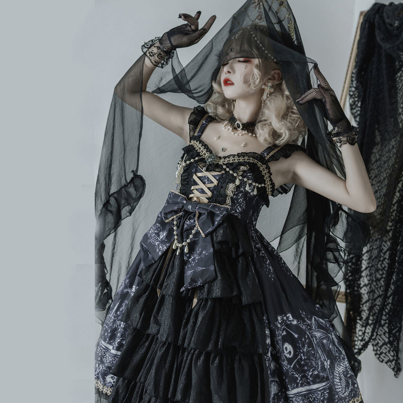 Whispers of Darkness: Dragon Control Witch Gothic Dark Strap Dress