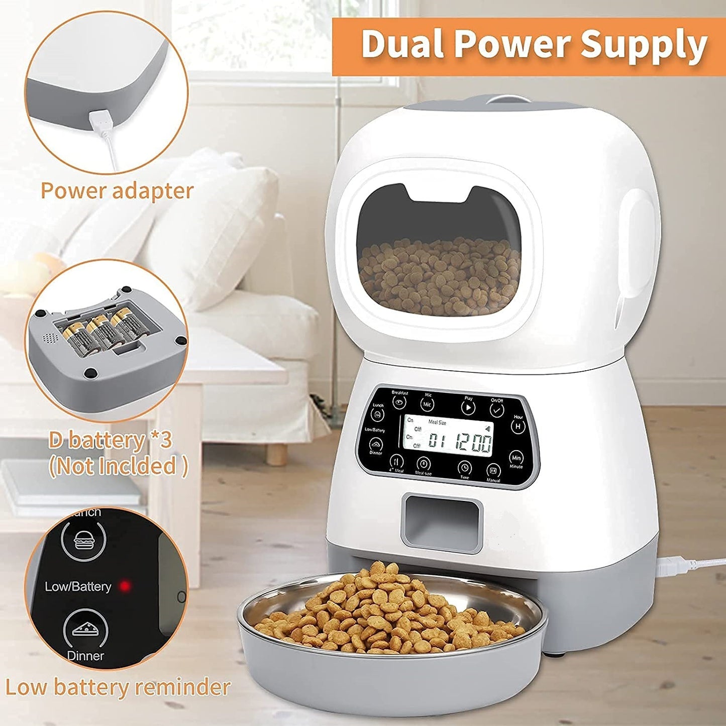 APP-Controlled Pet Feeder - Stainless Steel Bowl