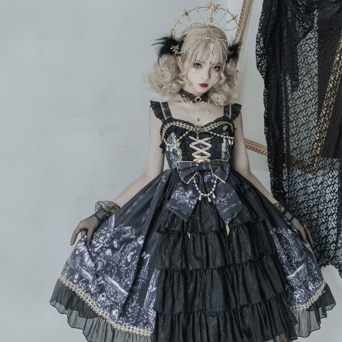 Whispers of Darkness: Dragon Control Witch Gothic Dark Strap Dress