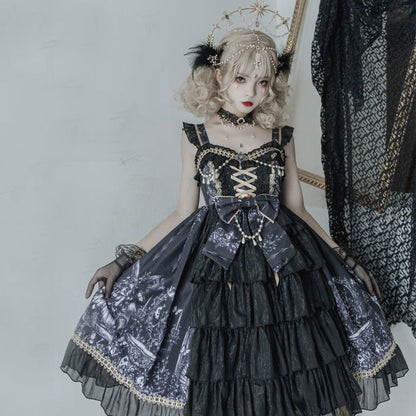 Whispers of Darkness: Dragon Control Witch Gothic Dark Strap Dress